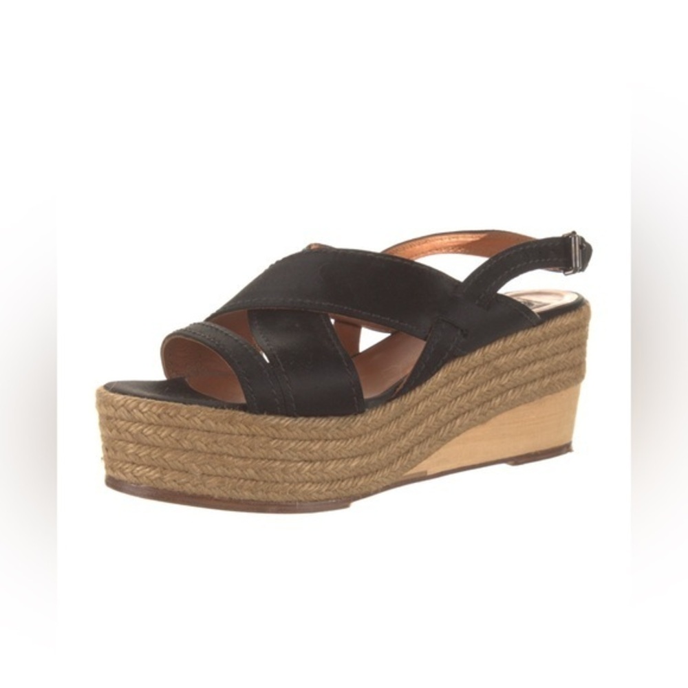Lanvin jute trim black espadrilles sandals size 9 (39) platform